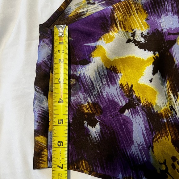 Michael Michael Kors Purple Gold Abstract Brushstroke Draped Cap Sleeve Blouse L - Picture 11 of 11